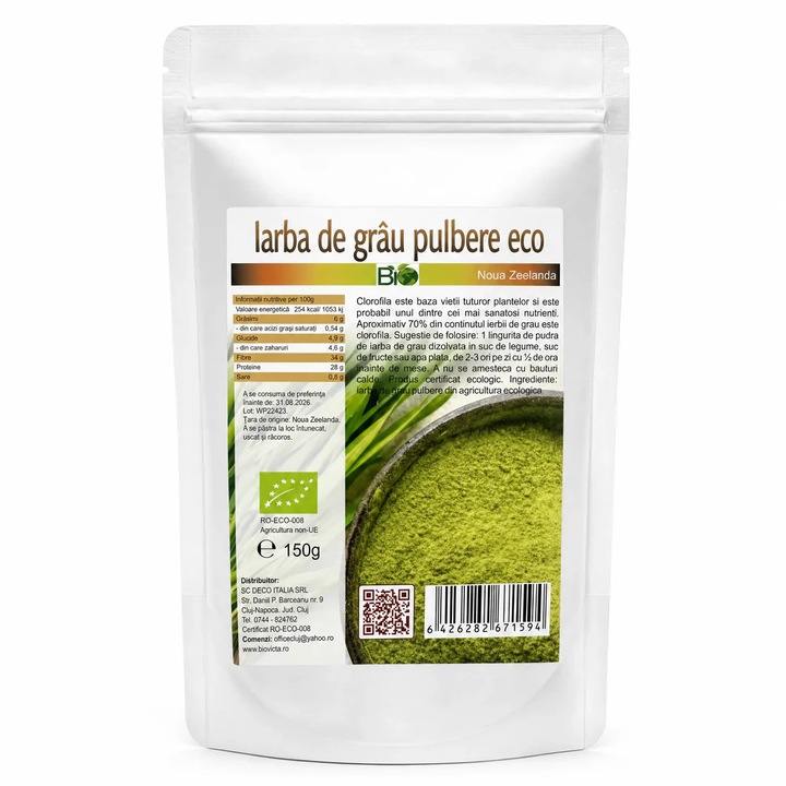 Pulbere Bio - Iarba de grau, Noua Zeelanda, 150g