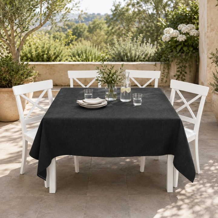 Покривка за маса за тераса и градина, UV устойчива, 140x140cm, Lenjerii Deosebite, Черна