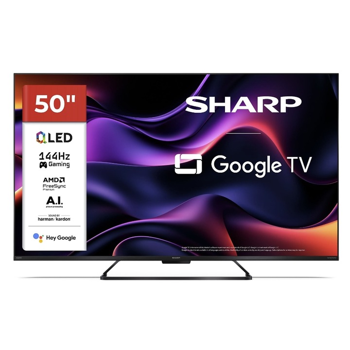 Televízió QLED Sharp 127 cm 50" 50HR8465E, Ultra HD 4K, Smart TV, WiFi