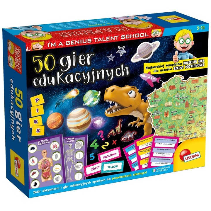 Lisciani 50 oktató játék készlet, 5+ éves gyermekeknek, általános iskolásoknak, többszínű