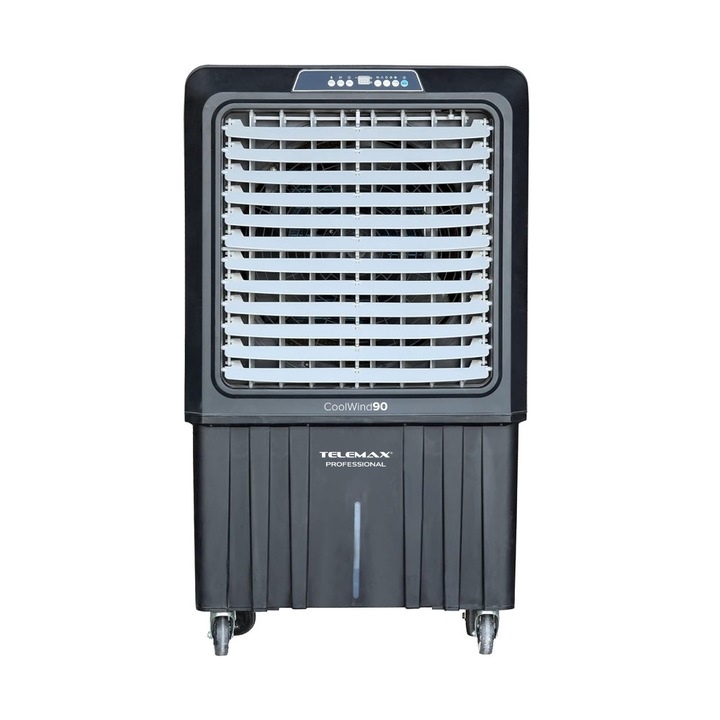 Racitor de aer portabil profesional Telemax CoolWind120, 420 W, 100L, Αlimentare cu aer 12.000 m³/h, temporizator, telecomanda, Negru