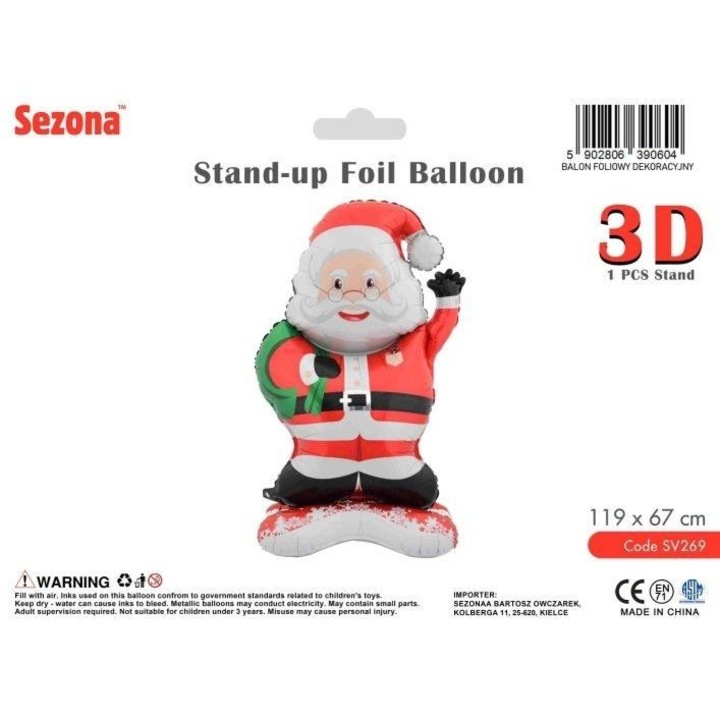 Fólia lufi 3D Sezona Mos Craciun többszínű 119x67cm