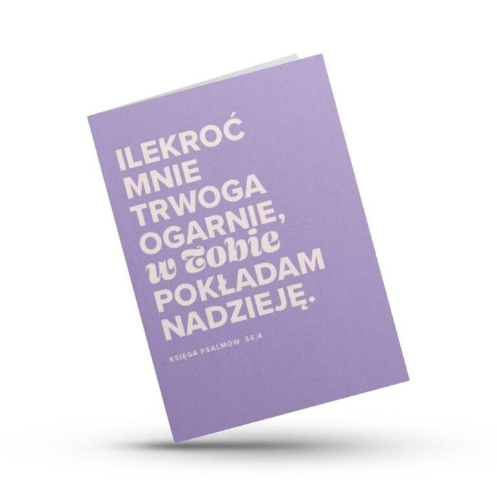 Szaron Zsoltár 56:4 összecsukható üdvözlőlap borítékkal, bibliai verssel, vallásos üzenettel, lila, 1 db.