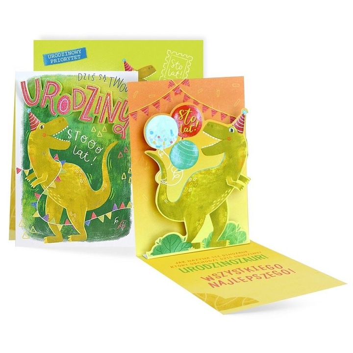 Felicitare pop-up Kukartka Urodziny multicolor 17.4x12.5cm cu plic