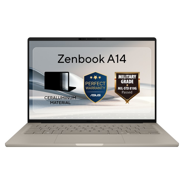 Laptop ASUS ZenBook A14 OLED UX3407NA-QD166W Snapdragon X2-88-100 14inch 16GB 512GB Windows 11 Home Bej