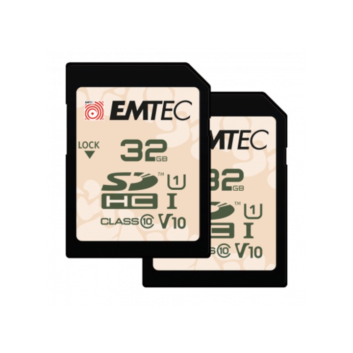 Card Emtec SDHC Rugged Outdoor 32Gb Clasa 10 / UHS-1 U1 Set 2 bucati ECMSD32GHCU1ORP2