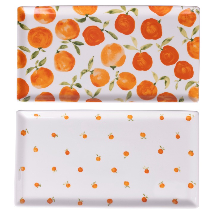 Set 2 platouri de servire, VdE Tivoli 1996, 100% portelan, 31, 5x16, 5 cm, More Amor Orange