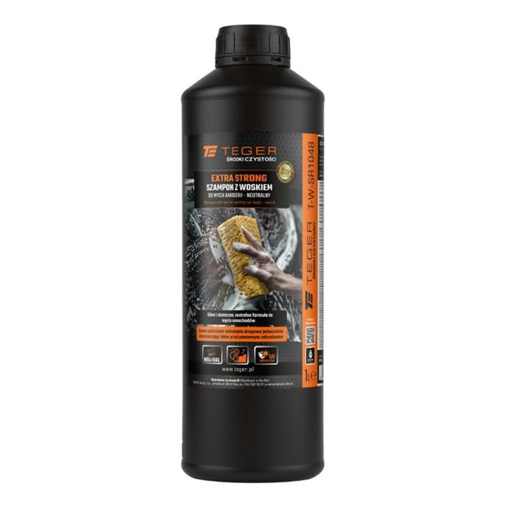Teger EXTRA STRONG autómosó sampon, karosszéria sampon, viasszal, koncentrált, pH semleges, színtelen, 1l