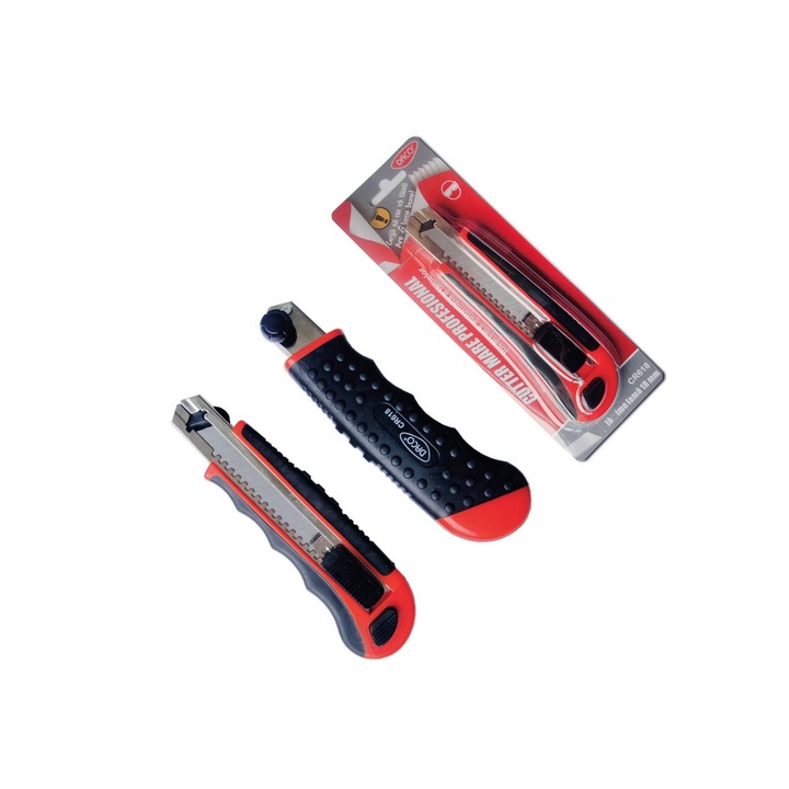 Cutter profesional automat, lama metalica 18 mm, corp plastic si maner cauciucat DACO sku11