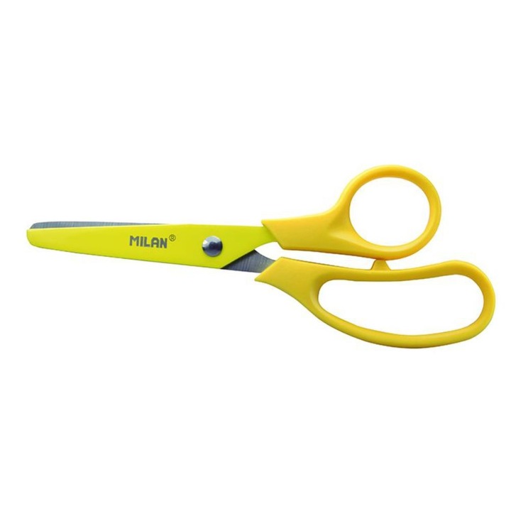 Foarfeca scolara Basic, 13.4 cm, lame din Inox, maner ergonomic galben MILAN sku28