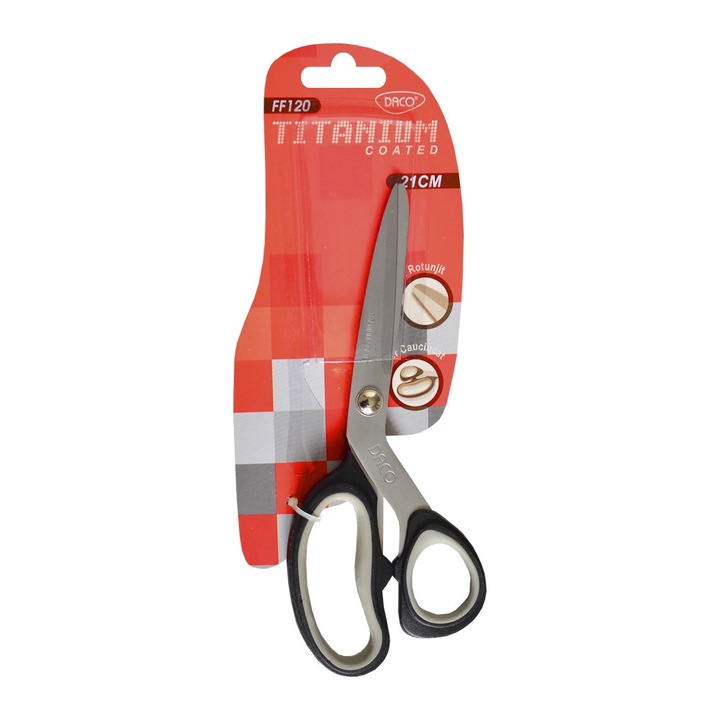 Foarfeca de Birou 21 cm, Lame Inox cu Acoperire Titan, Maner Ergonomic DACO sku28