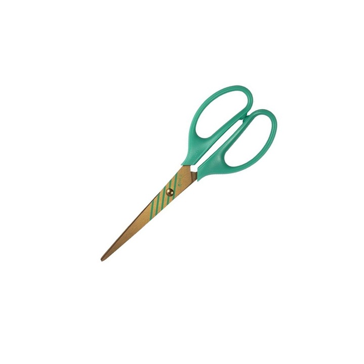 Foarfeca birou COOPER 17 cm, lame inox cu finisaj cupru, maner verde MILAN sku11