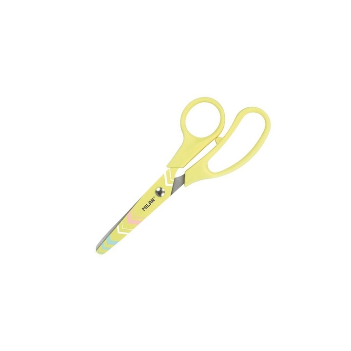 Foarfeca scolara Sugar, 13.4 cm, lame din inox, varf bont, galben MILAN sku11