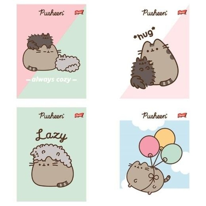 UNIPAP Pusheen A5 füzetek, 32 lapos, két színű vonalas, 15 darabos szett, többszínű