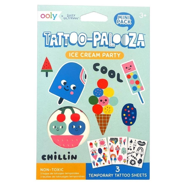 Временни татуировки Ooly Mini Lody многоцветен комплект от 3 листа