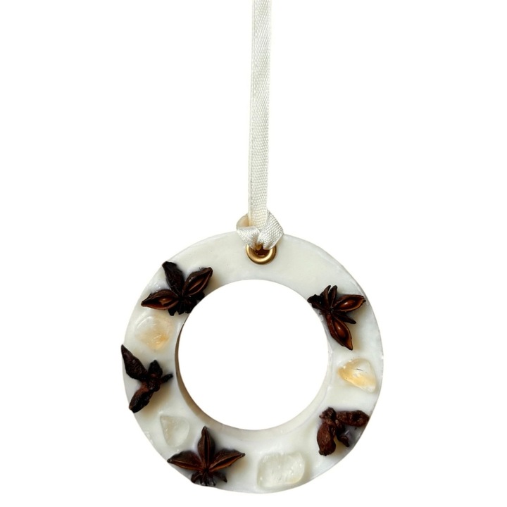 Odorizant dulap haine cu piatra de citrin, ceara parfumata, scortisoara si lemn de santal, wax melts, ceara naturala de soia, coronita, 30g