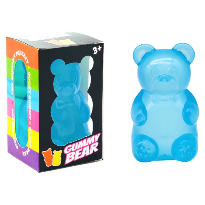 Squeeze játék, VICTINY® GUMMY BEAR modell, Stresszoldó, kék, 8 CM
