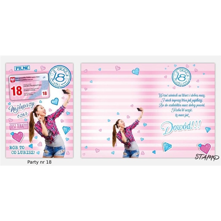 Születésnapi képeslap Stamp 18 év matricával és B6 borítékkal