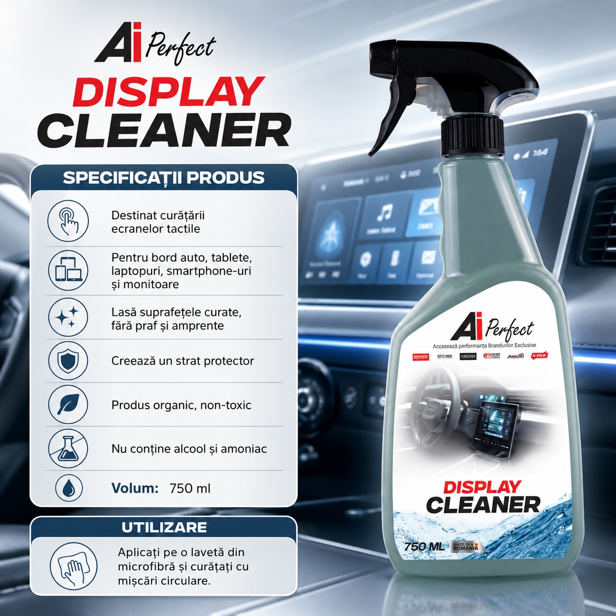 Solutie curatare ecrane Ai Perfect Display Cleaner, pentru display auto ...