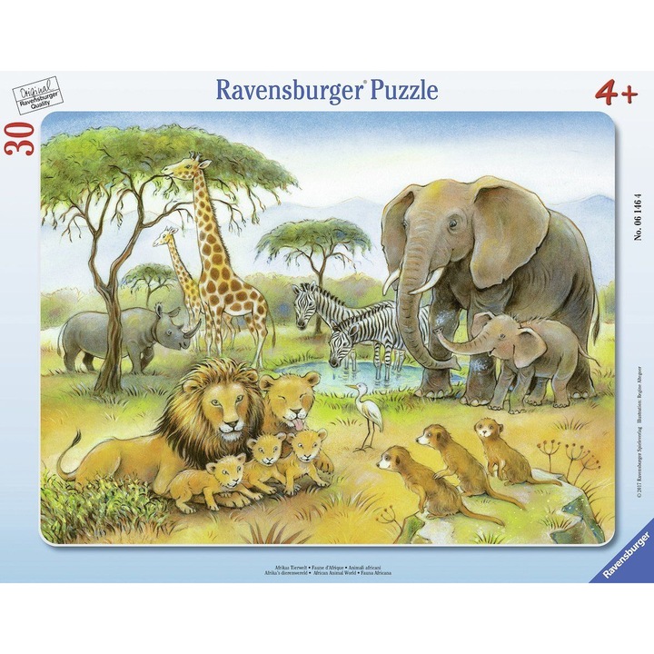 Puzzle Ravensburger din 30 de piese - Lumea animalor din Africa