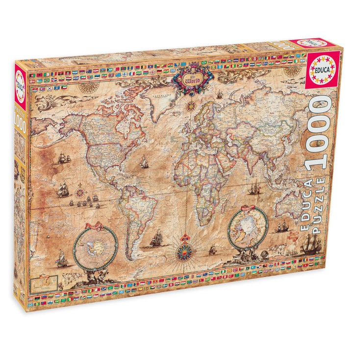 Puzzle Educa din 1000 de piese - Harta antica a lumii
