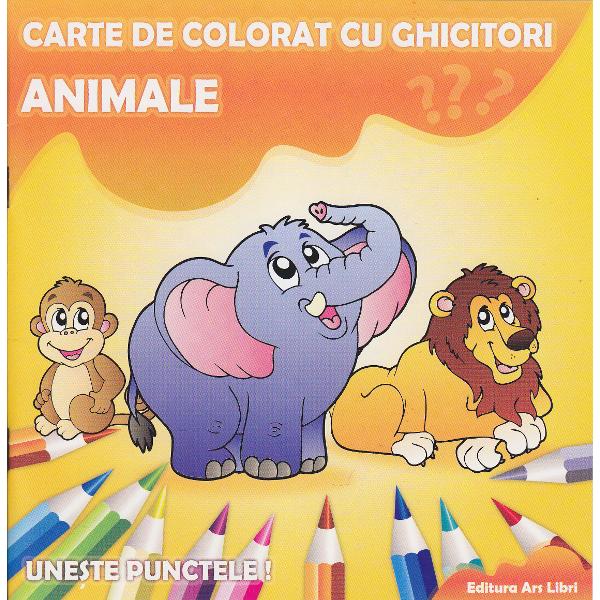 Animale - Carte de colorat cu ghicitori