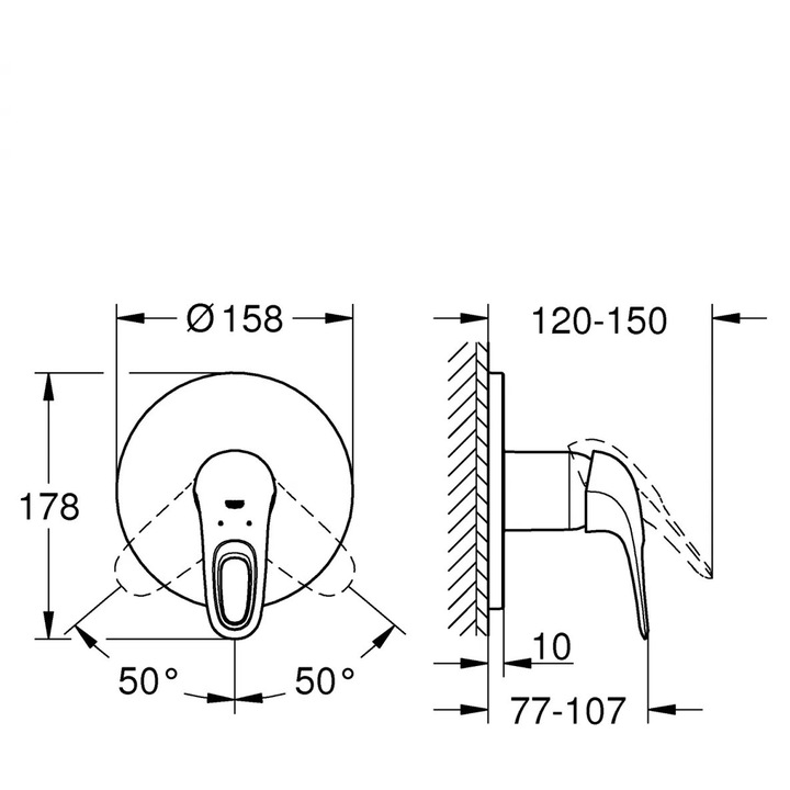 Команден блок Grohe Eurostyle 24048LS3, открит монтаж, едноръкохватков, 1 изход, изисква монтажен комплект, бял мат