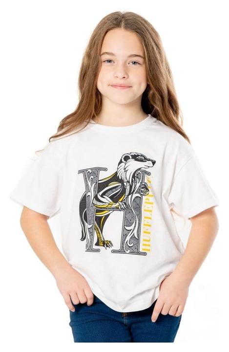 Gyermek póló CID Harry Potter Hufflepuff, pamut, fehér