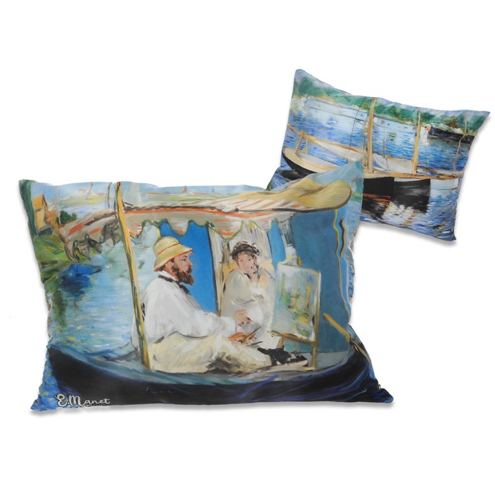 Carmani E. Manet díszpárna, töltettel, cipzárral, Többszínű