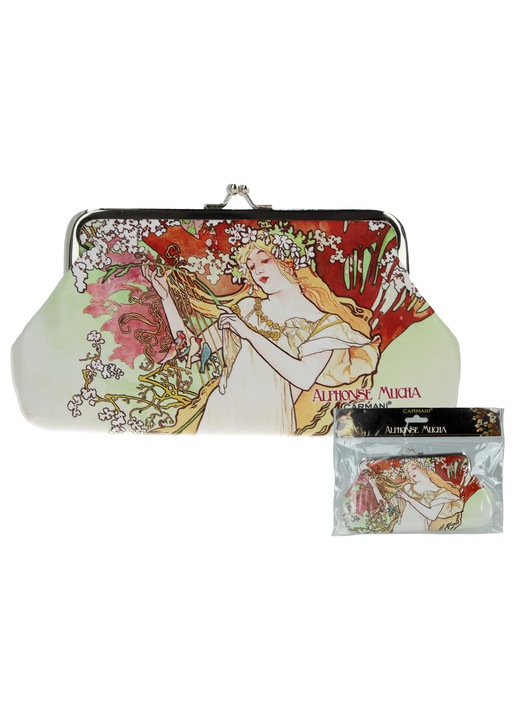 CARMANI, Műbőr pénztárca Alphonse Mucha Wiosna nyomattal, kapcsos záródással, Többszínű, Nagy