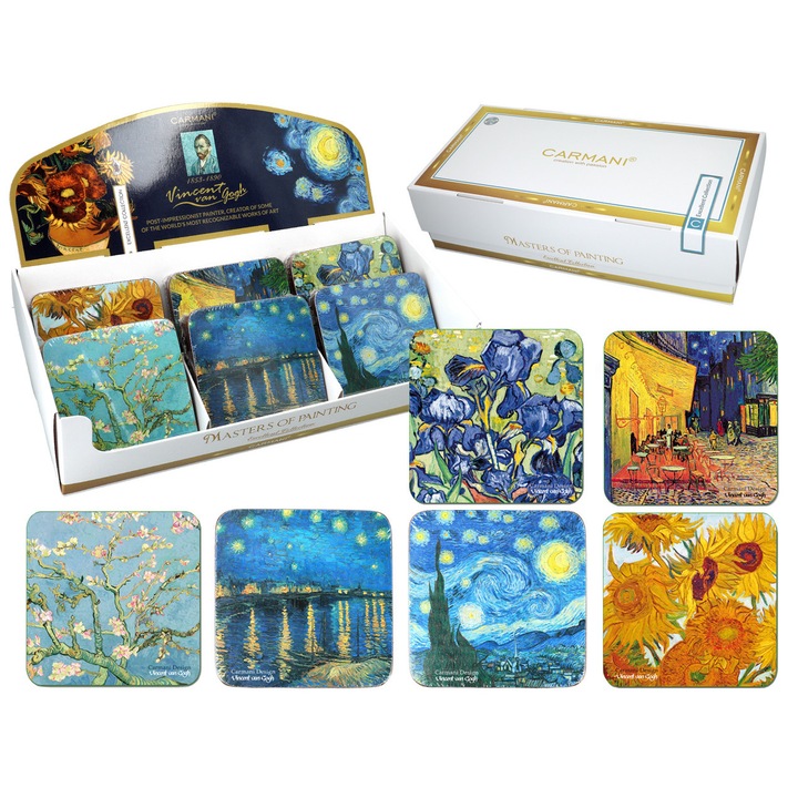 CARMANI Van Gogh vegyes mintás parafa alátét szett, 36 db, többszínű