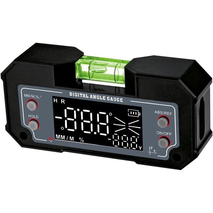 Inclinometru digital 3 in 1 cu baza magnetica, afisaj iluminat din spate, pentru prelucrarea lemnului, alinierea lamei de ferastrau si proiecte DIY