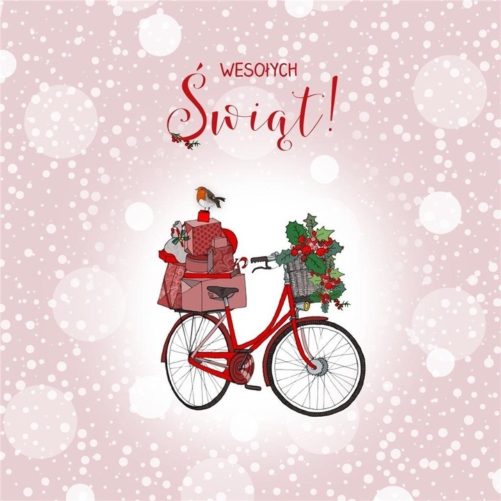 Felicitare de Craciun Clear Creations, Karnet bicicleta, cu cristale Swarovski, patrat 158x158 mm, Multicolor