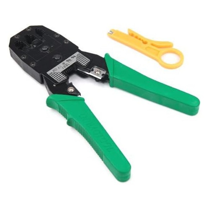 Hálózati kábel krimpelő fogó RJ45 / RJ12 / RJ11 + vezetékcsupaszító