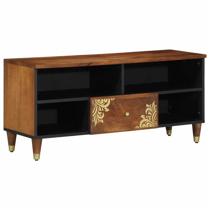 vidaXL TV szekrény fiókkal Méz barna 100 x 33 x 46 cm Tömör Mangófát 4018752