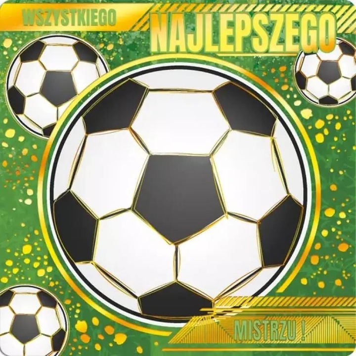 Felicitare ocazionala Henry fotbal auriu 15x15cm multicolor