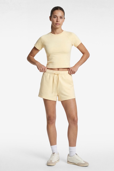KOTON, Pantaloni scurti striati cu snur, Galben deschis