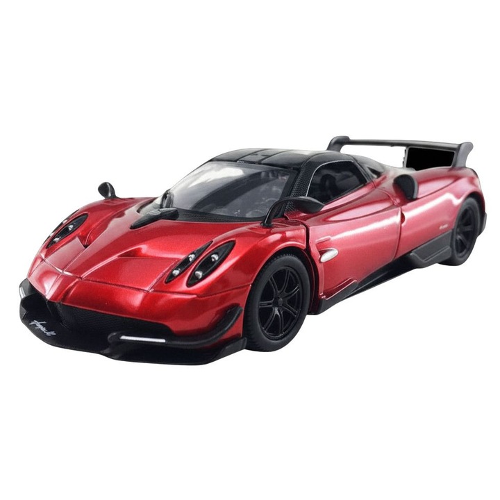 Kinsmart Pagani Huayra BC 2016 modellautó, sport, piros, 1:36 méretarány, fém szerkezettel