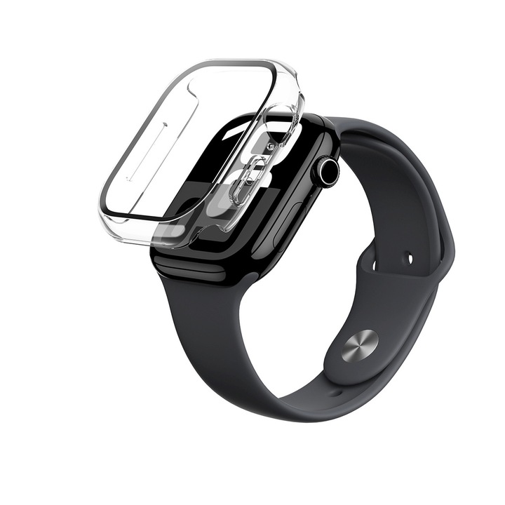 AmazingThing, Husa pentru Apple Watch din TPU si sticla hartuita cu protectie pentru ecran Radix Glass, transparent, 46mm