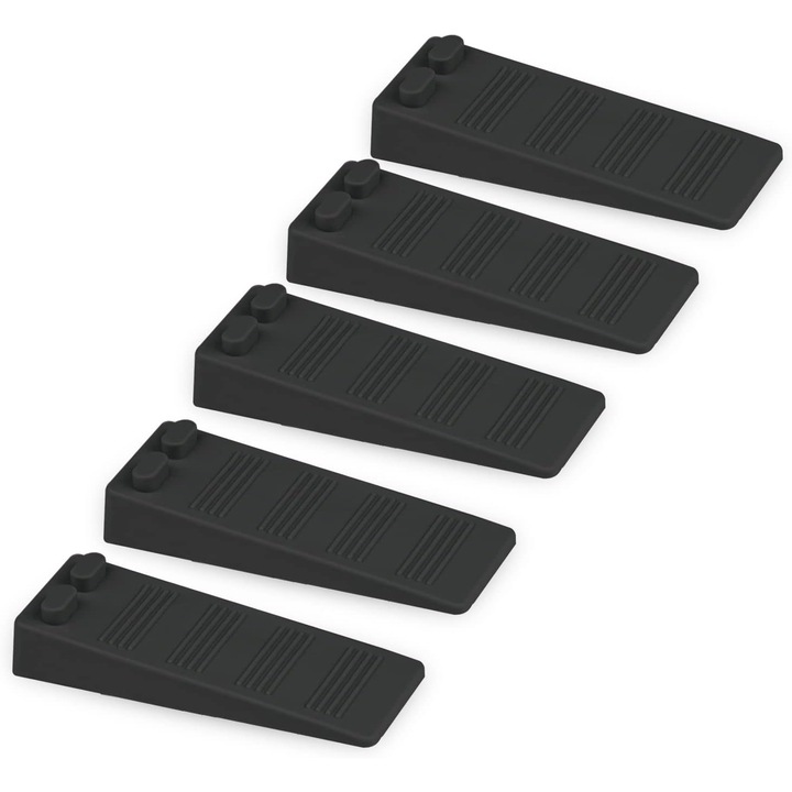 Set 5 opritoare usi, cauciuc negru, antiderapant, ajustabil, 5x2x1cm
