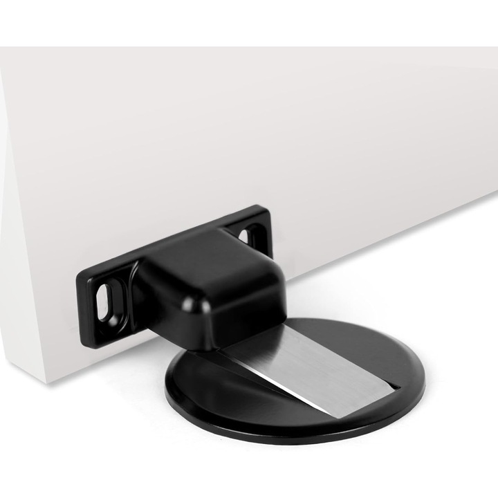 1 buc. Opritor magnetic de usa, opritor metalic de usa, opritor metalic magnetic puternic de usa, opritor magnetic solid de usa cu adeziv si suruburi (negru)