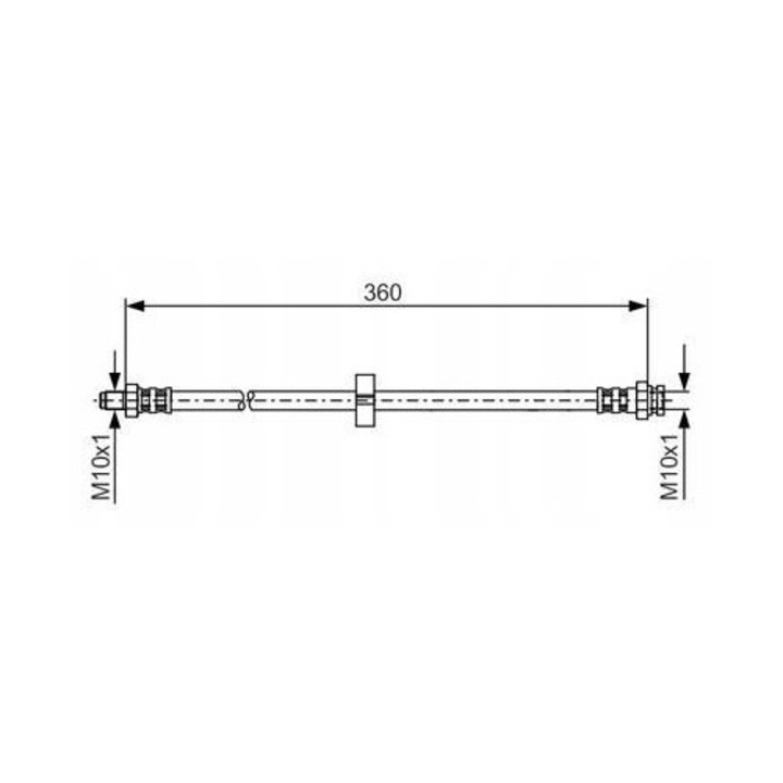 Rugalmas fékcső / rugalmas fékvezeték PHU DONOCIK 4806C7, gumiból, A menet M10x1 külső / B menet M10x1 belső, 385 mm, FIAT Ducato / Peugeot Boxer / Citroen Jumper modellekhez, fekete, 1 db