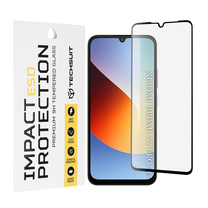 Folie protectie compatibila cu Xiaomi Redmi A7 Pro 4G, Stef's Cat, ESD Glass, negru