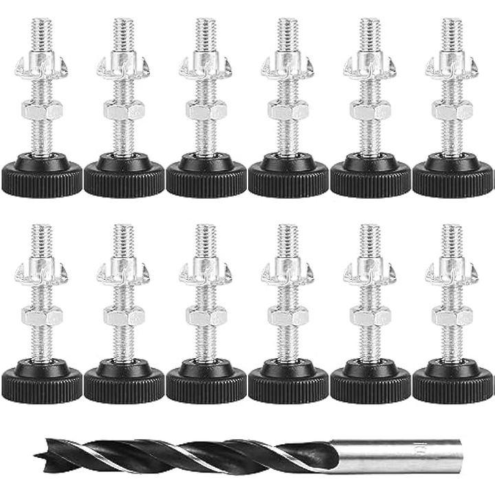 Picioare reglabile mobilier set 12 piese metal plastic M8x50x30mm ajustabil 13-63mm