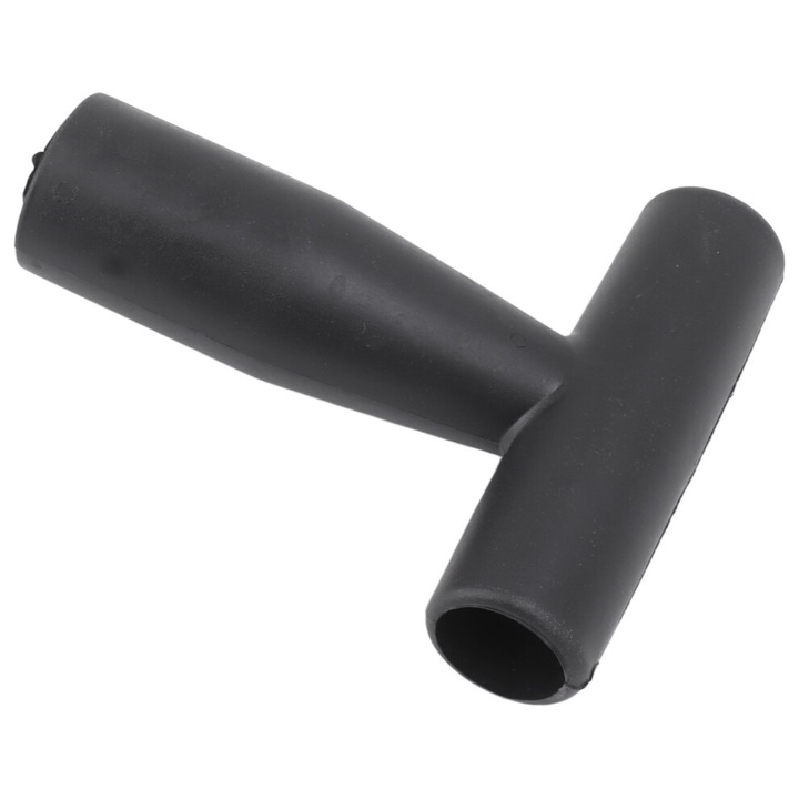 Maner lopata T din plastic, maner de inlocuire ergonomic si antiderapant, reutilizabil, Negru, 13x11 cm, diametru interior 3.4 cm