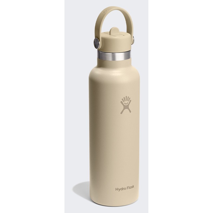 Sticla termica cu pai, Hydro Flask, 621 ml, izolatie Tempshield™, otel inoxidabil 18/8, fara BPA, strat antiderapant, greutate 0, 32 kg, dimensiuni 7, 3 x 23, 9 cm, culoare: ovaz, setul include: sticla