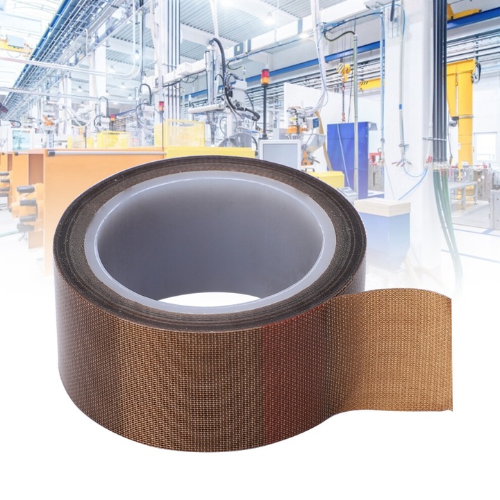 Banda PTFE/Teflon pentru etansare, rezistenta la 300°C, grosime 0.13 mm, latime 25 mm, neaderenta, maro, 10 m