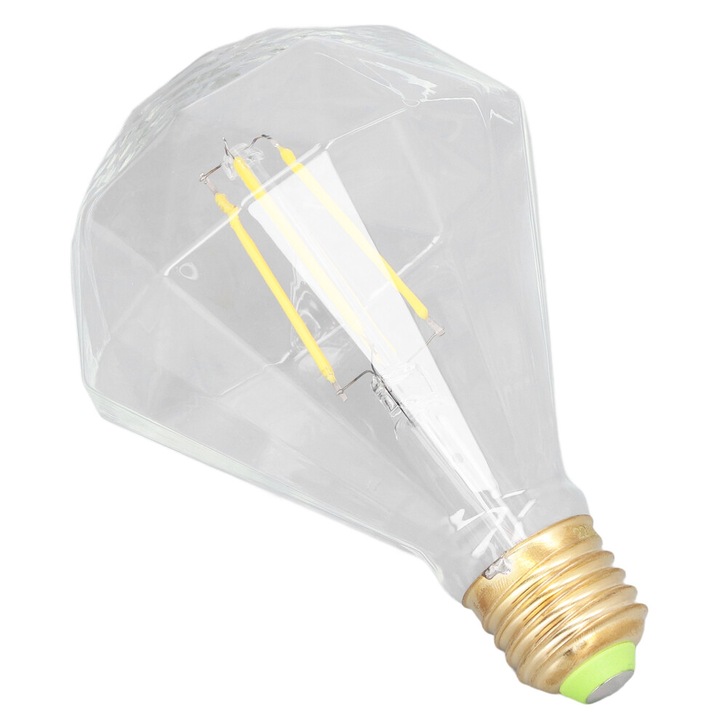 Bec LED filament, vintage LED lámpa, 4W (40W-nak megfelelő), 4000K semleges, 360 lm, E27/E26 foglalat, átlátszó üveg, 130x95 mm, 1 db