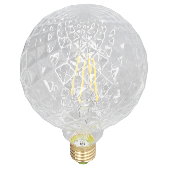 LED винтидж крушка ананас, декоративна лампа с нажежаема жичка, 4W (еквивалент 40W), 4000K неутрална светлина, димируема, E27/E26 цокъл, 360 lm, прозрачно стъкло, 25.000 часа, 1 бр.
