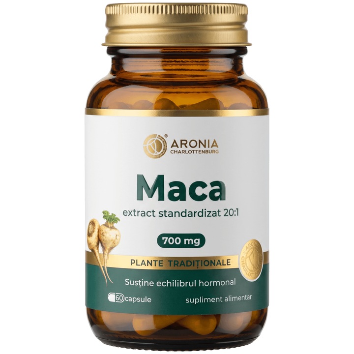 Maca 700 mg — 60 capsule cu extract concentrat din radacina de Maca pentru sustinerea libidoului, echilibrului hormonal si vitalitatii, Plante Traditionale